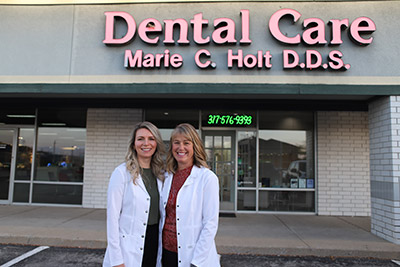 Fishers, IN dentists standing outside of the Holt Dental building